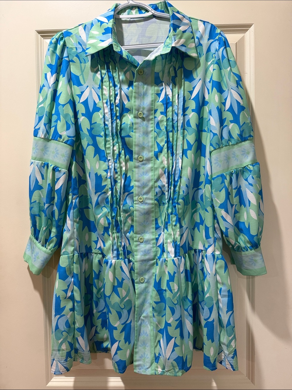Blue & Mint Floral Button-Up Tunic